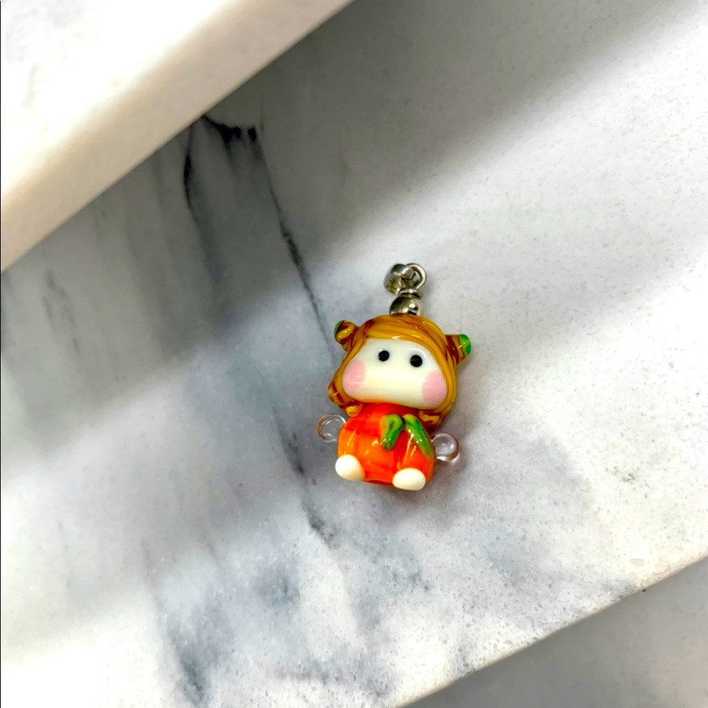 Handmade glass girl 👧 pendant with silver chain
